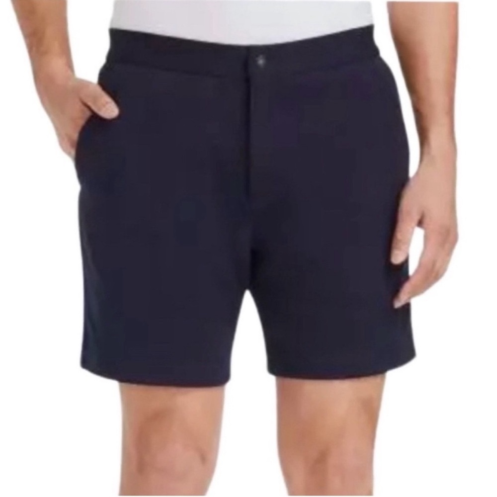 WRK Liam Slim Fit Shorts Tailored Flat Front Navy Blue Waist 34